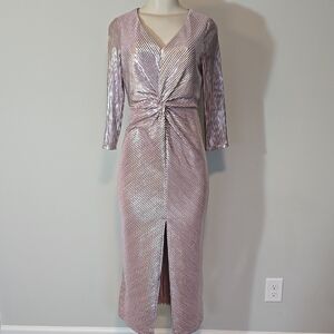JM Studio shimmery pink metallic knotted front dress-8P